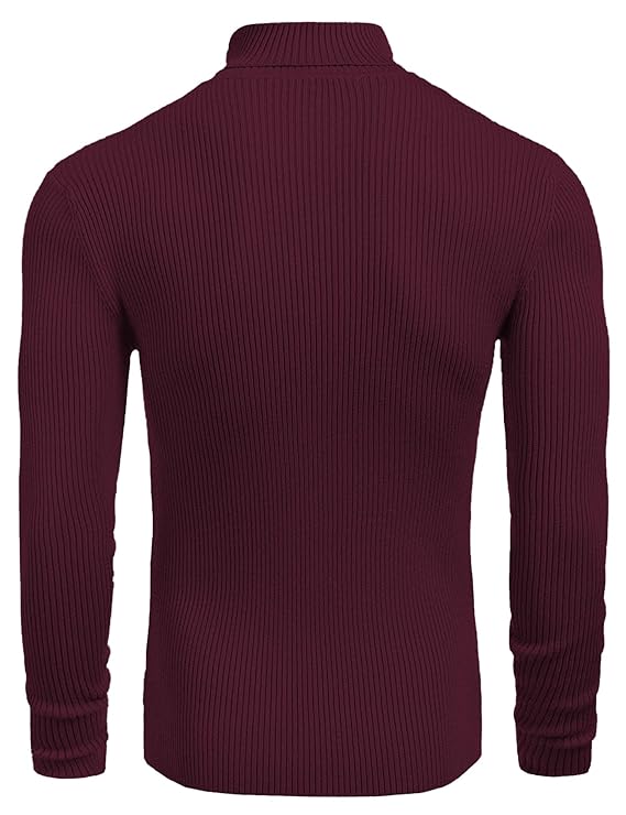 Spark Stylez Men's Cotton Turtle Neck Sweater Maroon