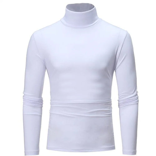 Autumn Winter Men's High Neck T-shirt Slim Fit Fashion High Elastic