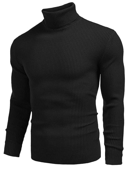 Spark Stylez Men's Cotton Turtle Neck Sweater black