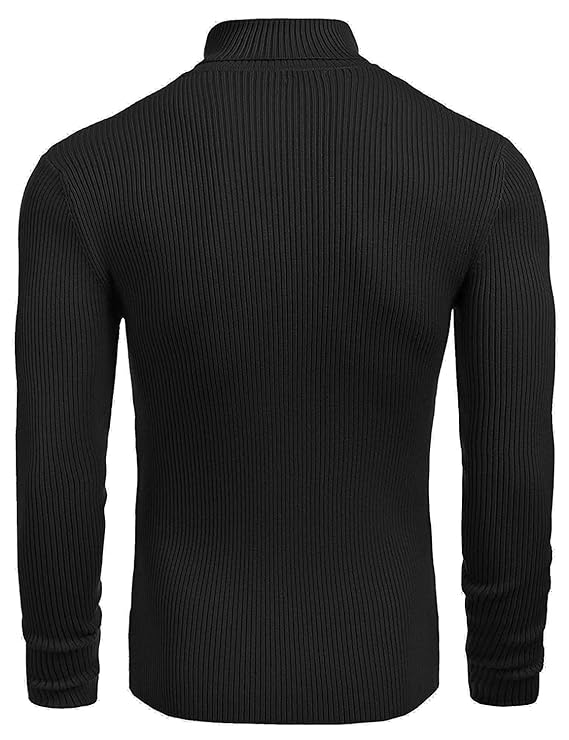 Spark Stylez Men's Cotton Turtle Neck Sweater black