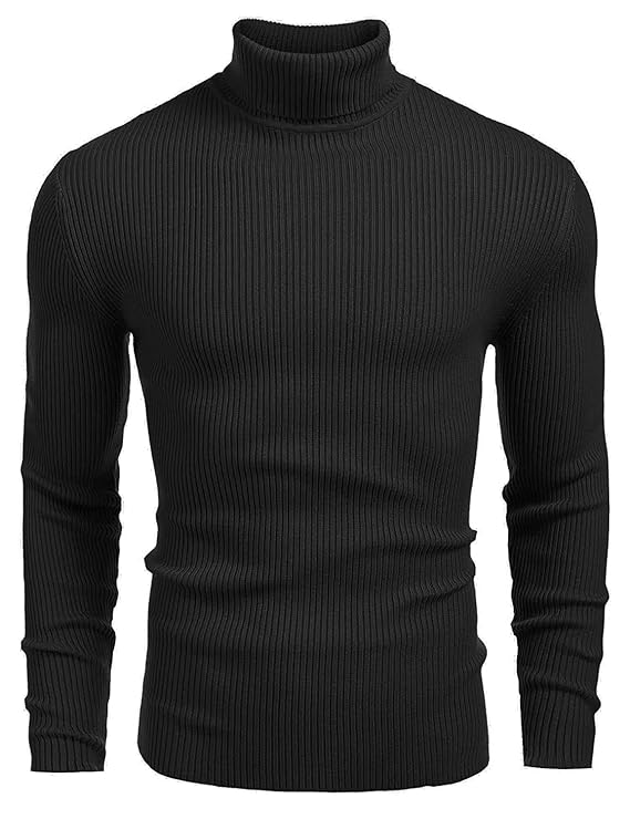 Spark Stylez Men's Cotton Turtle Neck Sweater black