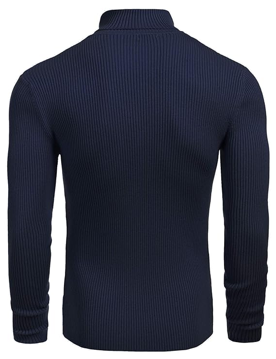 Spark Stylez Men's Cotton Turtle Neck Sweater Navy Blue